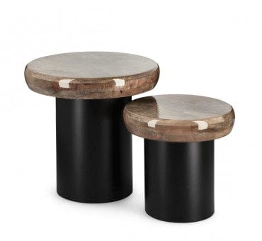 Bizzotto Set di 2 tavolini da caffè Talin Nero