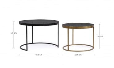Bizzotto Set di 2 tavolini da caffè Yamir Nero