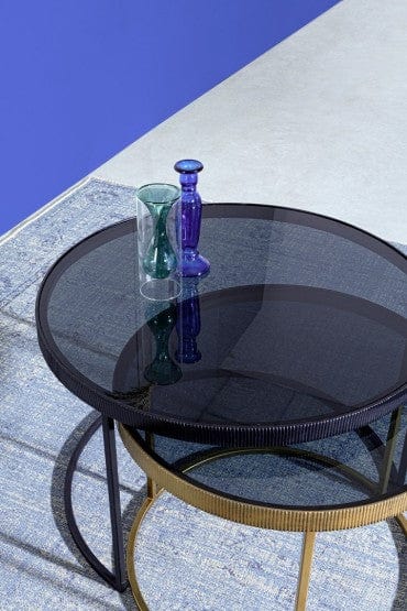 Bizzotto Set di 2 tavolini da caffè Yamir Nero