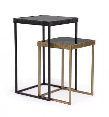 Bizzotto Set di 2 tavolini da caffè Yamir Nero