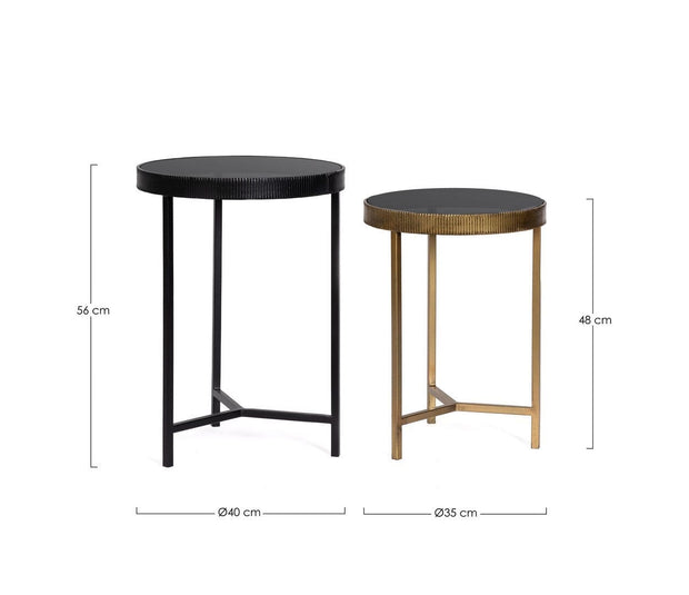 Bizzotto Set di 2 tavolini da caffè Yamir Nero