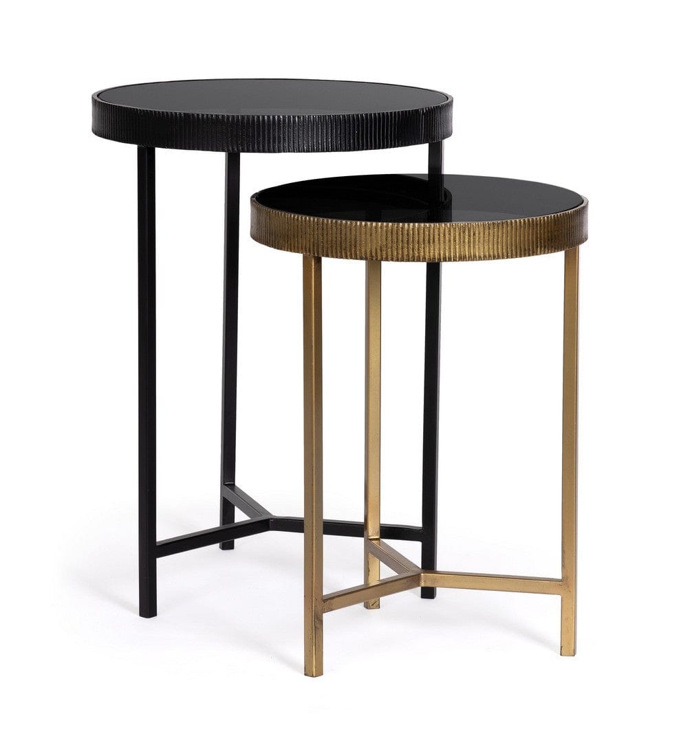 Bizzotto Set di 2 tavolini da caffè Yamir Nero