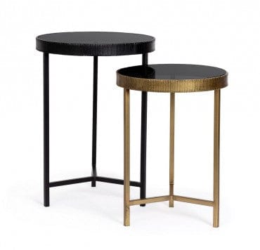 Bizzotto Set di 2 tavolini da caffè Yamir Nero