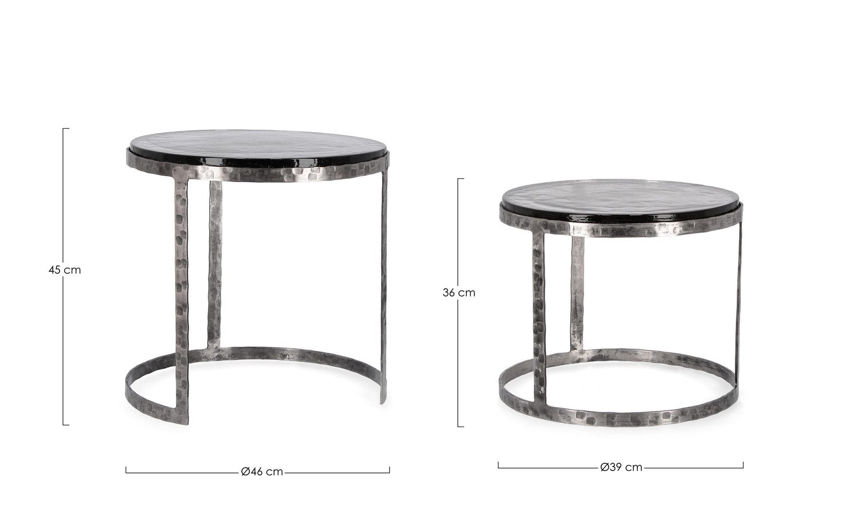 Bizzotto Set di 2 tavolini da caffè Zayla Grigio
