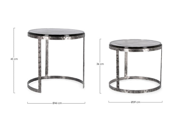 Bizzotto Set di 2 tavolini da caffè Zayla Grigio