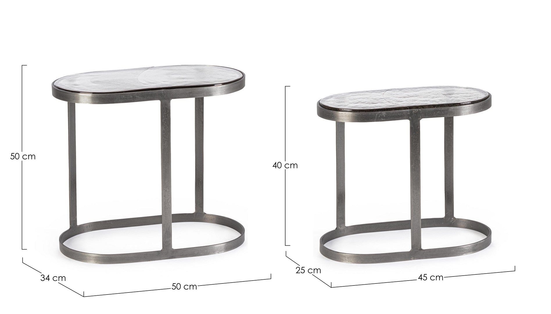 Bizzotto Set di 2 tavolini da caffè Zayla Grigio