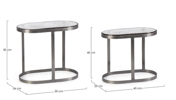 Bizzotto Set di 2 tavolini da caffè Zayla Grigio