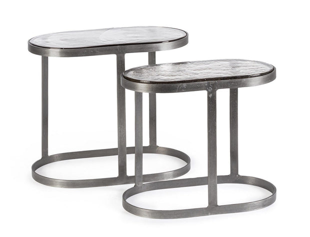 Bizzotto Set di 2 tavolini da caffè Zayla Grigio
