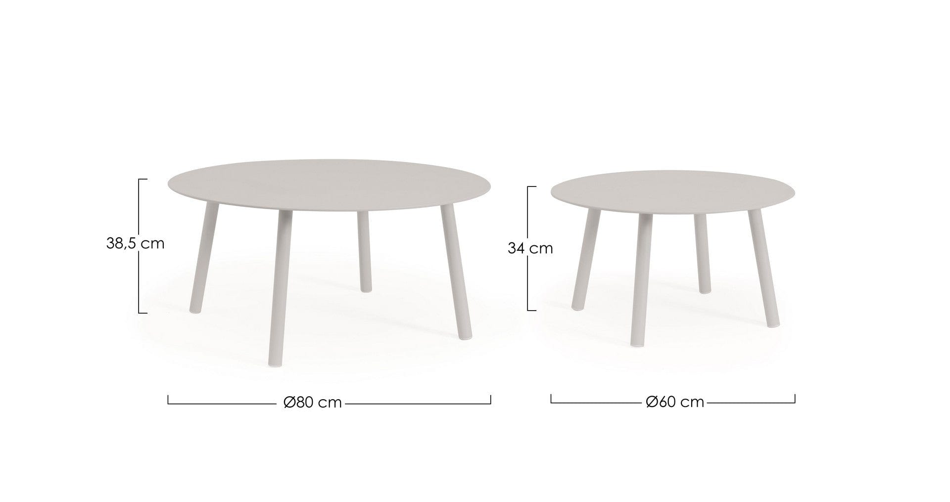 Bizzotto Set di 2 tavolini da giardino Aminta Grigio