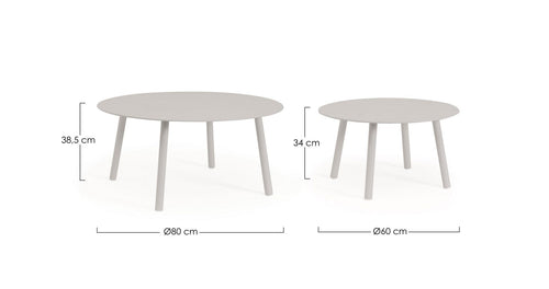 Bizzotto Set di 2 tavolini da giardino Aminta Grigio