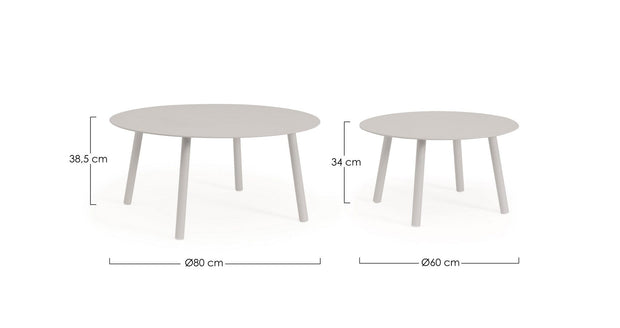 Bizzotto Set di 2 tavolini da giardino Aminta Grigio