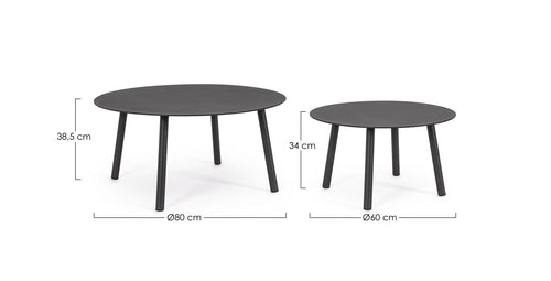 Bizzotto Set di 2 tavolini da giardino Aminta Nero
