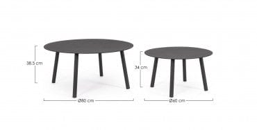 Bizzotto Set di 2 tavolini da giardino Aminta Nero