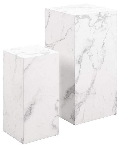 Actona Set di 2 tavolini Dice Bianco