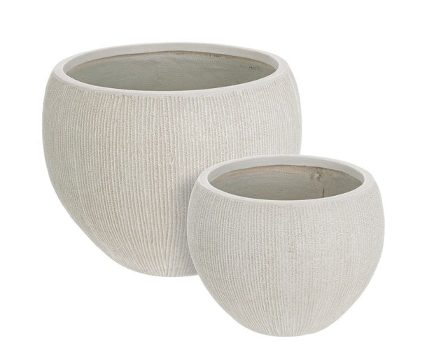 Set di 2 vasi da fiori Brush Spherical Beige