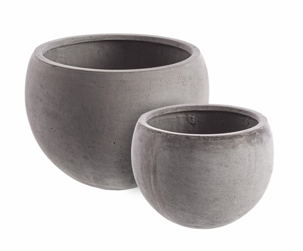 Set di 2 vasi da fiori Cement Spheric Grigio
