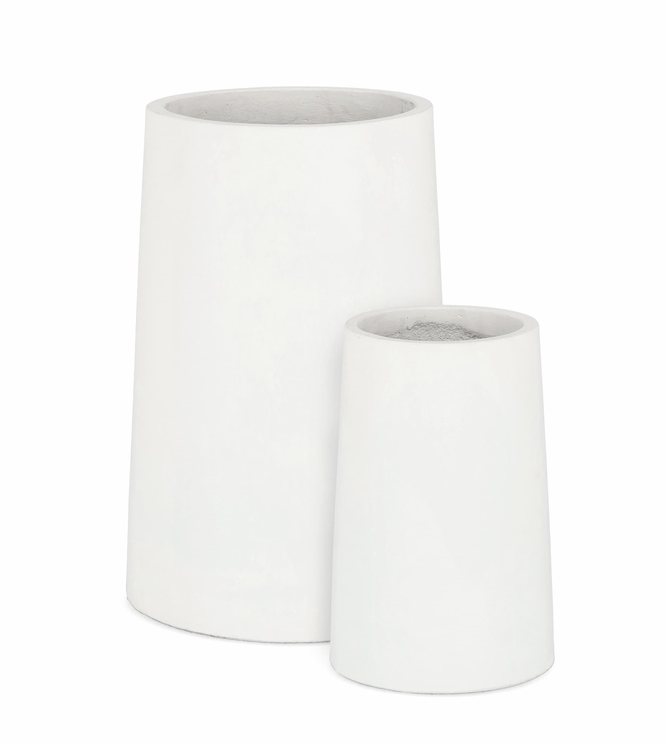 Set di 2 vasi da fiori Hoian Round Alto Bianco