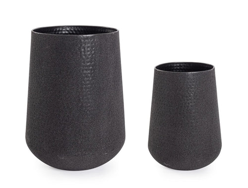 Bizzotto Set di 2 vasi da fiori Kenar High Nero