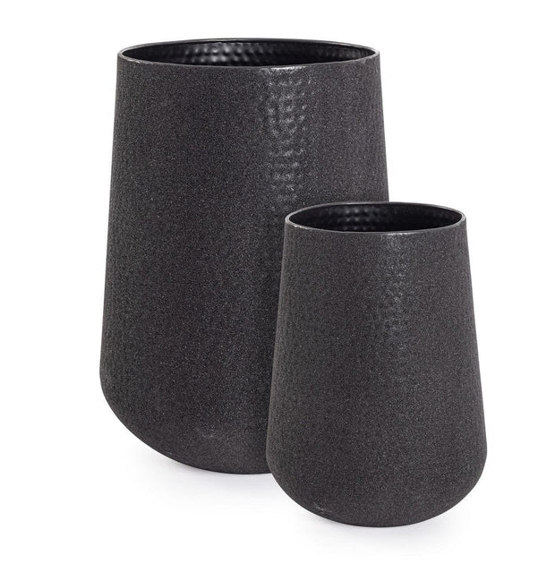 Bizzotto Set di 2 vasi da fiori Kenar High Nero