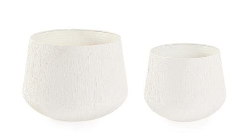 Bizzotto Set di 2 vasi da fiori Kenar Round Bianco