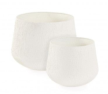 Bizzotto Set di 2 vasi da fiori Kenar Round Bianco
