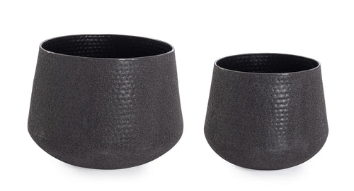 Bizzotto Set di 2 vasi da fiori Kenar Round Nero