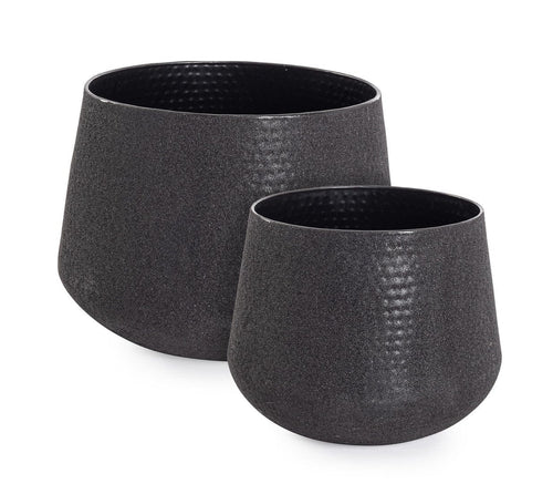 Bizzotto Set di 2 vasi da fiori Kenar Round Nero