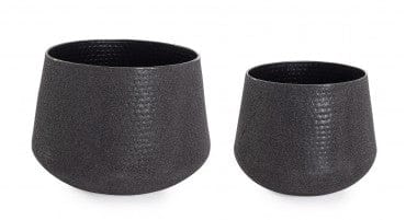 Bizzotto Set di 2 vasi da fiori Kenar Round Nero