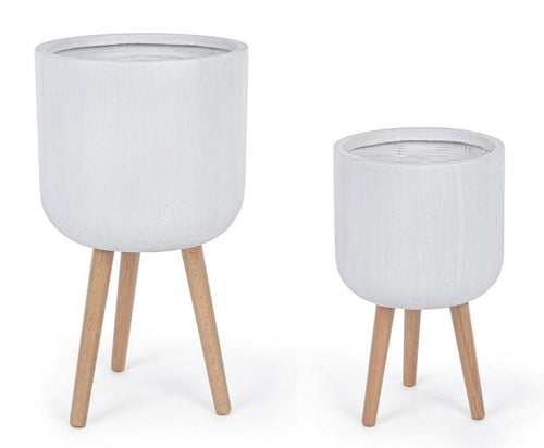 Set di 2 vasi da fiori Moderny Round Bianco