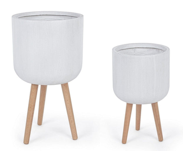 Set di 2 vasi da fiori Moderny Round Bianco