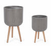 Set di 2 vasi da fiori Moderny Round Cappuccino