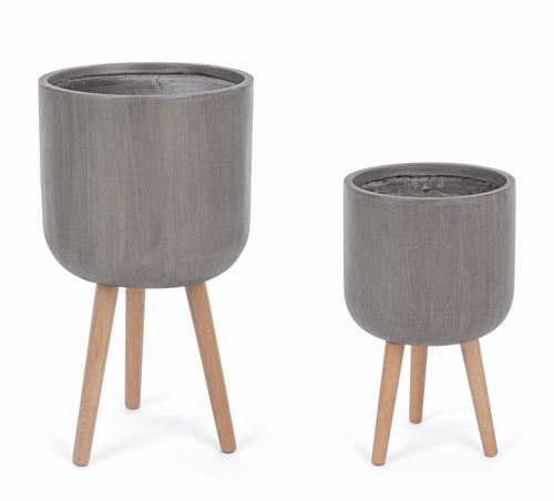 Set di 2 vasi da fiori Moderny Round Cappuccino