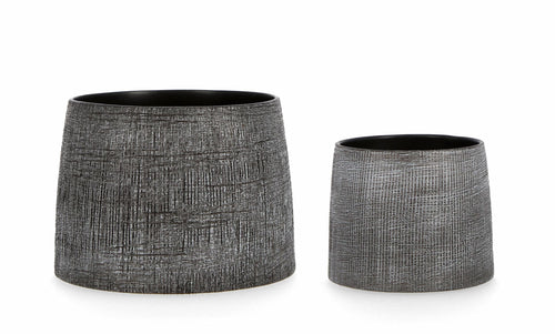 Set di 2 vasi da fiori Papyrus Grigio