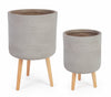 Set di 2 vasi da fiori Rigo Round Grigio (1)