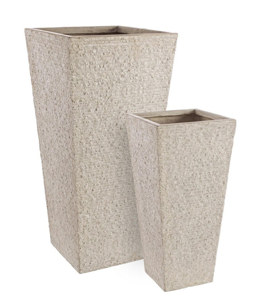 Set di 2 vasi da fiori Stone Alto Beige