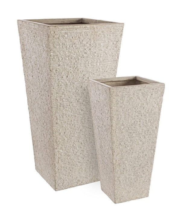 Set di 2 vasi da fiori Stone Alto Beige