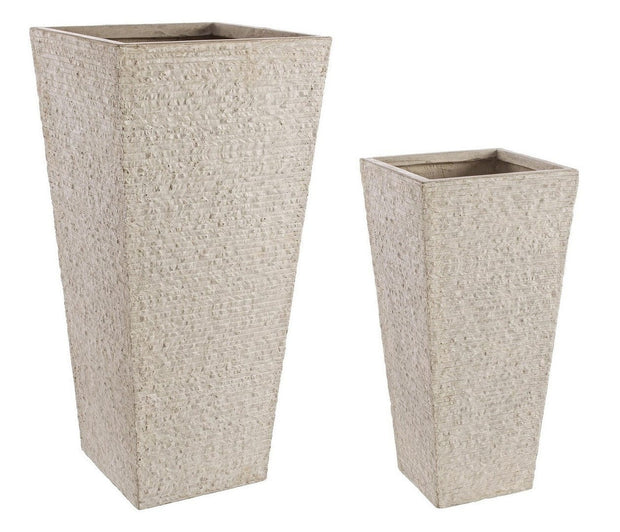 Set di 2 vasi da fiori Stone Alto Beige (1)
