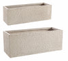 Set di 2 vasi da fiori Stone Rectangle Beige (1)