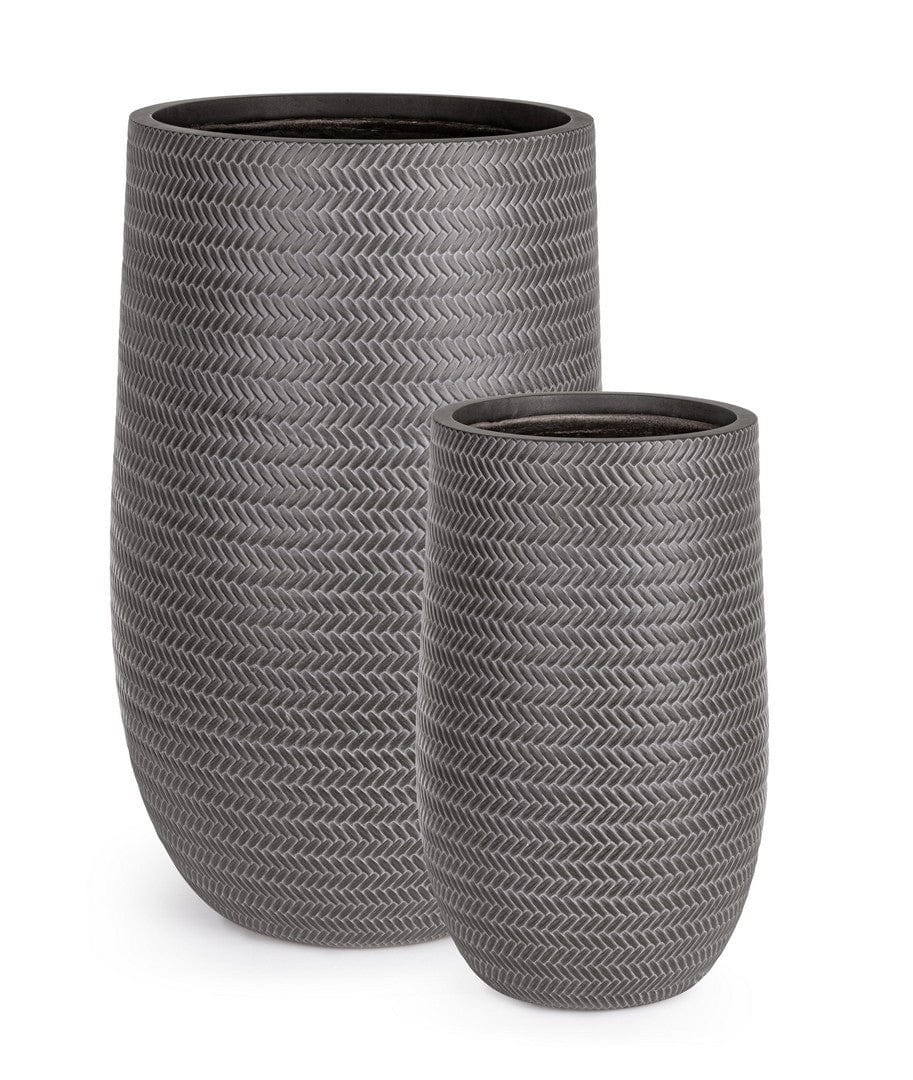 Set di 2 vasi da fiori Tressage Round Alto Antracite