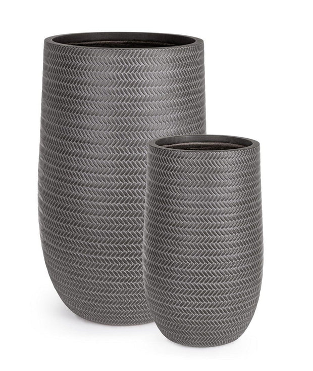 Set di 2 vasi da fiori Tressage Round Alto Antracite