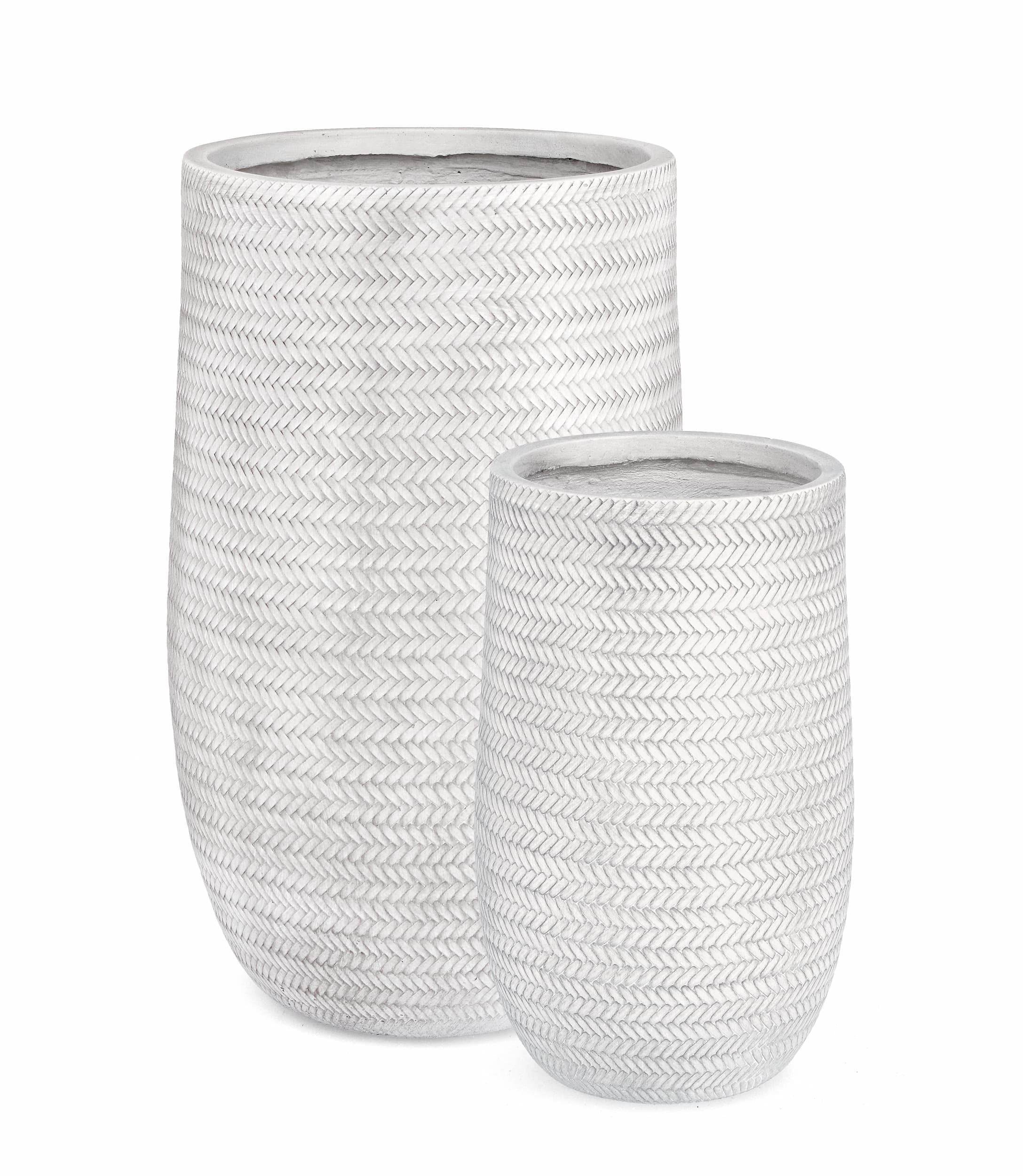 Set di 2 vasi da fiori Tressage Round Alto Bianco