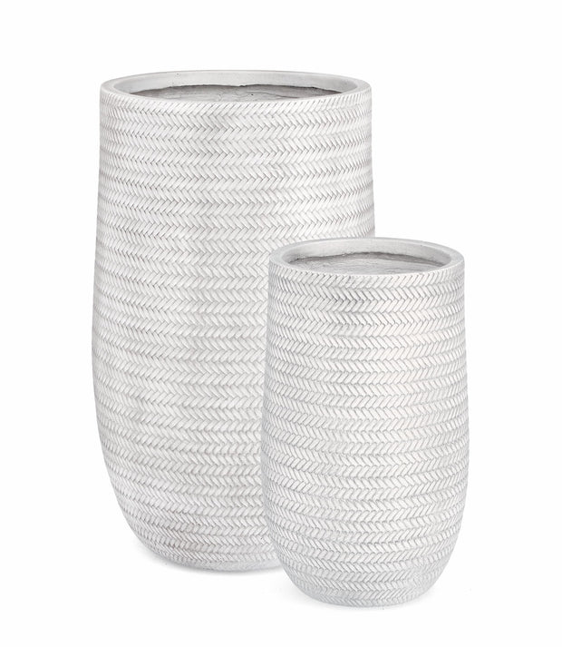 Set di 2 vasi da fiori Tressage Round Alto Bianco