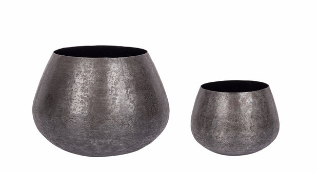 Set di 2 vasi da fiori Varanasi Round Antracite