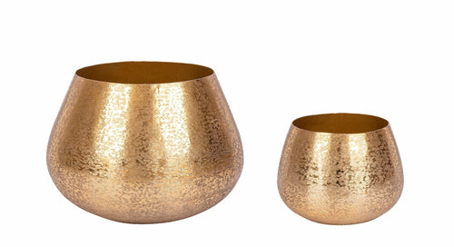 Set di 2 vasi da fiori Varanasi Round Oro
