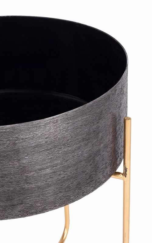 Set di 2 vasi per piante Varanasi Stand Round Antracite (1)