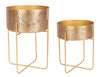 Set di 2 vasi per piante Varanasi Stand Round Oro