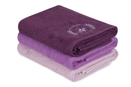 Set di 3 asciugamani cotone Beverly Hills Polo Club 402 Lilla, 70 x 140 cm