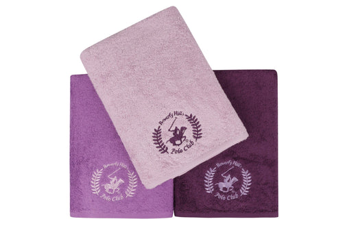 Set di 3 asciugamani cotone Beverly Hills Polo Club 402 Lilla, 70 x 140 cm (1)