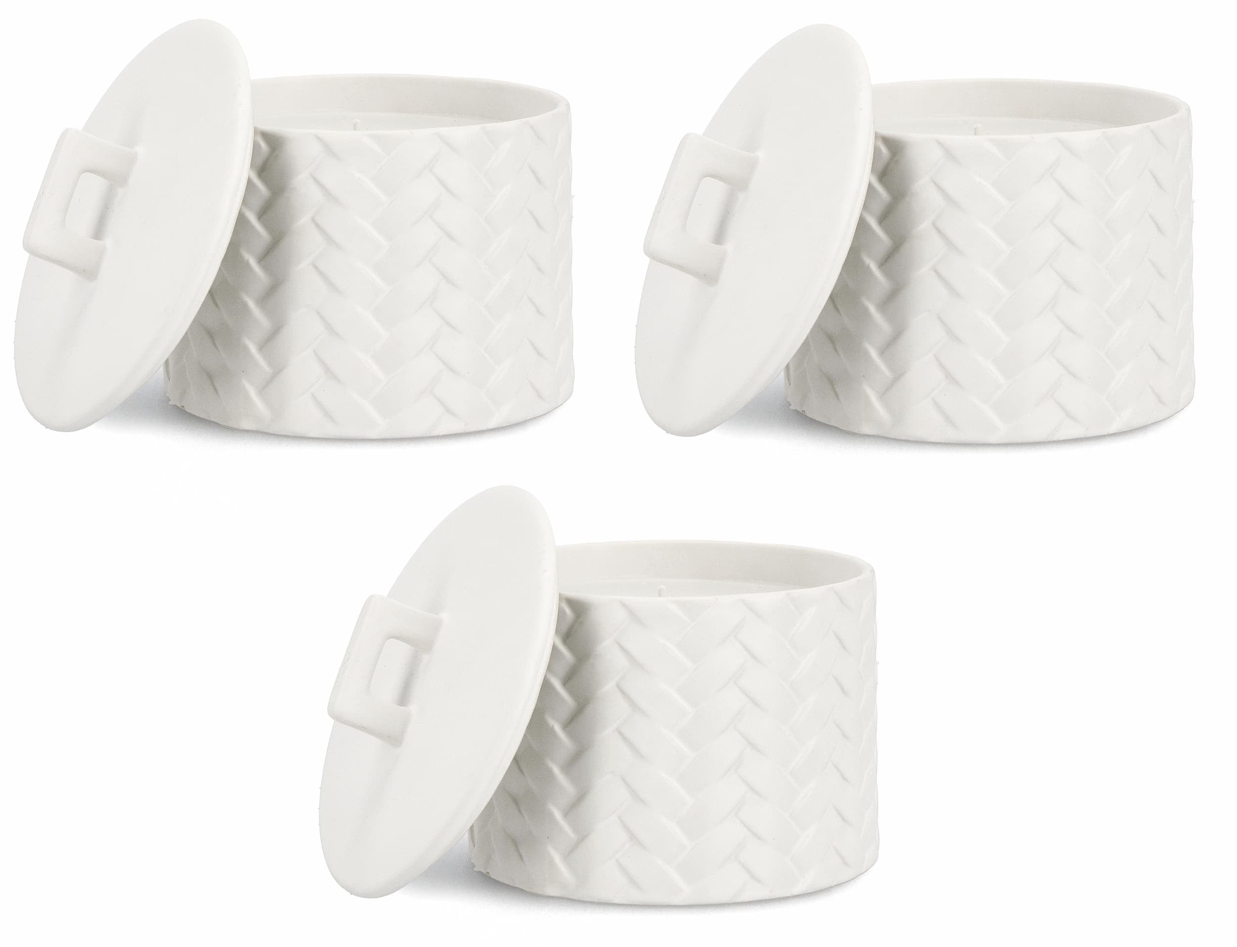 Set di 3 candele decorative Twine L Bianco