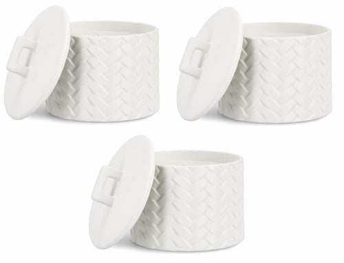 Set di 3 candele decorative Twine L Bianco